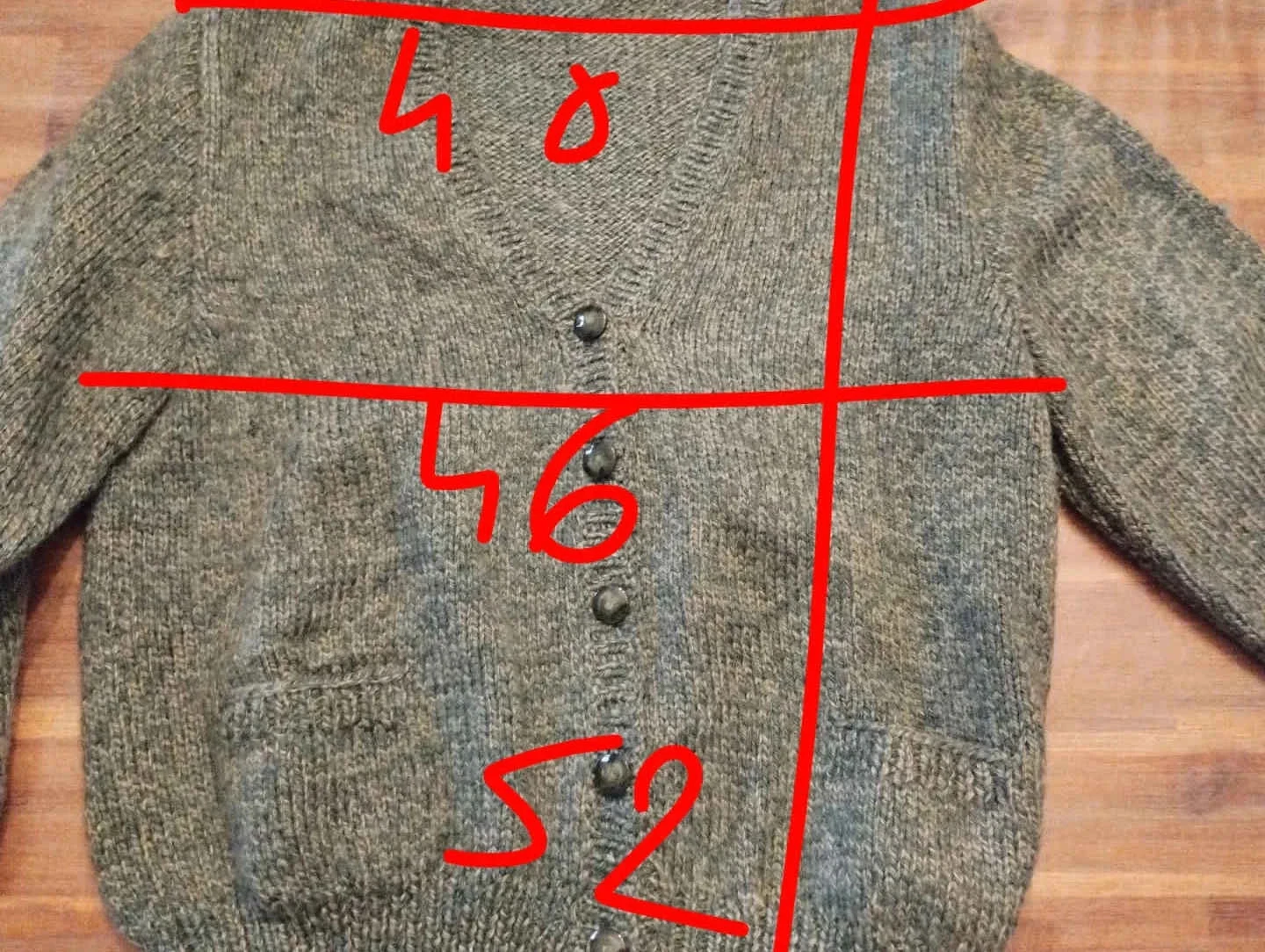 Cardigan verde escuro, lã, Fait Main Tamanho 40 – photo 6